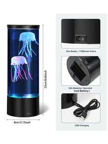 1pc Jellyfish Lamp, Mesmerizing Lava Lamp, Jellyfish Table Lamp, Mood Light, Color Changing Light, Bedside Lamp, LED Night Light, Lava Lamp - USB Powered, 7-Color Jellyfish Ambient Reading Lamp, Suitable For Bedroom, Living Room, Dining Room, Study, Library Lighting, Birthday, Holiday Gift - Jellyfish Light - View 9