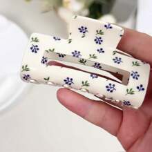 1PC Blueberry Printed Rectangular Hair Clip - Retro Plant Design Acrylic Anti-Slip Women's Hair Accessory, Perfect For Daily Wear, Picnics And Bridal Hairstyles And Hair Accessories Hair Claws Claw Clips Hair Clips Hair Jaw Clip Hair Clamps Hair Clutch Hair Catcher Clip Fall Winter For Vacation Outfits Woman