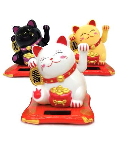 1pc Mini 2.5 Inch Waving Lucky Cat Figurine, Feng Shui Decor For Home, Car, Business Opening, Holiday Gift