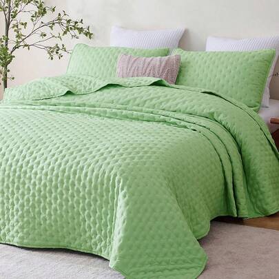 Bộ ga trải giường và vỏ gối bằng sợi microfiber khâu siêu âm (2 món = 1 chăn + 1 vỏ gối, 3 món = 1 chăn + 2 vỏ gối), chất liệu 100% polyester, kiểu dáng cổ điển, thanh lịch và thoải mái, nhẹ và mềm mại, thoáng khí và không co rút, phù hợp với các cỡ T/F/Q/K cho gia đình và ký túc xá, đạt chứng nhận Oeko-Tex, màu xanh lá nhạt.