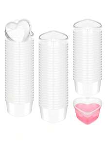 5/20 心形塑料杯带防漏盖可用作蛋奶杯、果冻杯、小调味瓶、小酒杯、蘸料杯、沙拉酱容器、布丁杯、调味料储存容器、透明食品杯、DIY 液体珠、软泥、情人节派对用品 - 彩色 - 查看 9