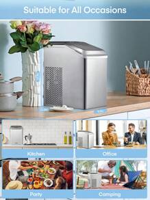 Nugget Ice Maker Countertop, 50lbs/24H Soft Chewable Pebble Ice Machine, Portable Pellet Ice Makers With Self-Cleaning For Home Kitchen Office, Stainless Steel