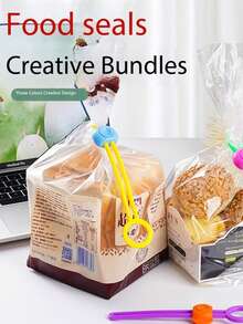 4pcs/6pcs Random Color Food Sealing Rope Bands, Colorful Sealing Tie Bands Food Preservation Clips Creative Binding Rope Versatile Pull Ring Buckles - Multicolor - View 5