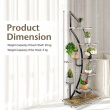 GOFLAME 8-Tier Tall Wooden Plant Stand Rack Curved Half Moon Shape Ladder Planter Shelf - Khaki - View 2