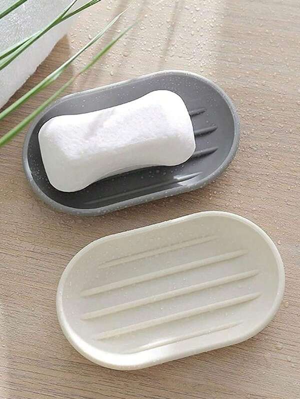 1pc Oval Soap Dish, Portable Bathroom Holder With Cover, Creative Home Use, Cute No Drilling Drain Soap Tray, Travel Soaphome Bathroom Decor