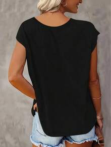 Bộ 3 áo hai dây cổ chữ V dáng rộng màu đen dành cho nữ, thích hợp mặc mùa hè. - màu đen - Xem 3