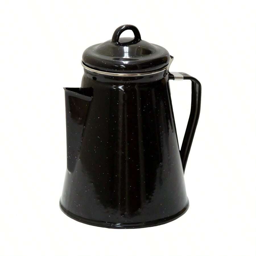 Enamel Percolator Coffee Pot 8 Cup Black Steel - asPic - View 1