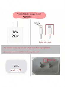 5-Piece Set: 1.5m Cartoon Heart-Shaped -Free Charging Cable, 20W Fast Charger Head, Compatible With Apple Mobile Phones - Black - View 6