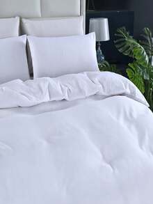 CNZB-1 Bộ vỏ chăn ga màu trơn không ruột, mềm mại và thoáng khí, sợi siêu mịn có thể giặt được, vừa vặn với giường cỡ Queen, 160*220 cm, 220*240 cm, 135*200 cm - trắng - Xem 2