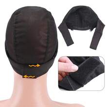 Gorro de peluca de malla de 1 pieza con diadema ajustable, gorro de peluca, gorro de agarre para hacer pelucas - Negro - Ver 2