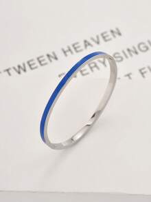 窄款不锈钢手镯，彩色珐琅装饰金色树脂涂层时尚女士袖口手链，进口商品