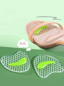 1 对硅胶防滑垫，软垫鞋垫，适用于高跟鞋、凉鞋、户外旅行、沙滩鞋、女士鞋配件 - 透明綠 - 查看 1