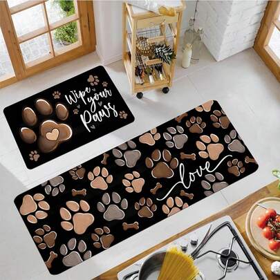 1/2 Pieces Everyday Simple Pattern Kitchen Mat, Soft Comfortable Mat, Non Slip Kitchen Rug Set For Kitchen, Living Room, Bedroom, Kitchen Hallway, Laundry Room, Machine Washable Rug. Hot