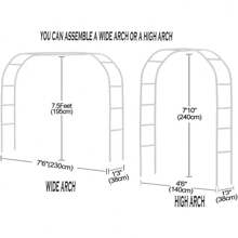 Pérgola de jardín de metal con forma de arco para plantas trepadoras, ideal para bodas, festivales y fiestas. Arco de calabaza, montaje gratuito en 2 tamaños. Arco exterior de 2,3 m, color blanco y negro.