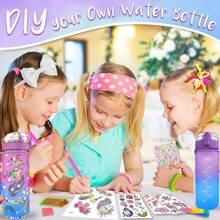 Set de bouteilles d'eau décoratives pour filles, convient aux enfants de plus de 6 ans, cadeau/jouet amusant pour l'artisanat, artisanat de peinture de pierres précieuses, cadeau/jouet intéressant pour l'artisanat pour l'anniversaire des filles