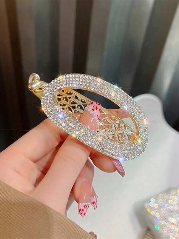 1 pieza Clip de pelo con trenzas y super brillantes rhinestones para moño de mujer, tocado elegante para la parte posterior de la cabeza, accesorios de cabello para el Día de San Valentín, prendedores de pelo para mujer