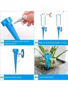 20pcs Automatic Flower Watering Device - Drippers With Self-Spraying Nozzle, Adjustable Plant Watering, Slow Release Control Valve Switch For Outdoor And Vacation Plant Watering, Random Color