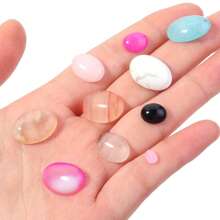 5 Stücke/10 Stücke pro Packung natürliche ovale Edelstein Cabochons, zufällig gemischte Farben und Größen, elegant Türkis, Jade, Achat lose Steine für DIY Schmuckherstellung, Halskette, Ring, Armband Dekoration