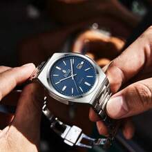 RUIG Relógio de Quartzo de Luxo Masculino da RUIGE, Pulseira de Aço Inoxidável, Calendário, Mostrador Azul, Relógio de Pulso Casual de Negócios, Presente para Homens