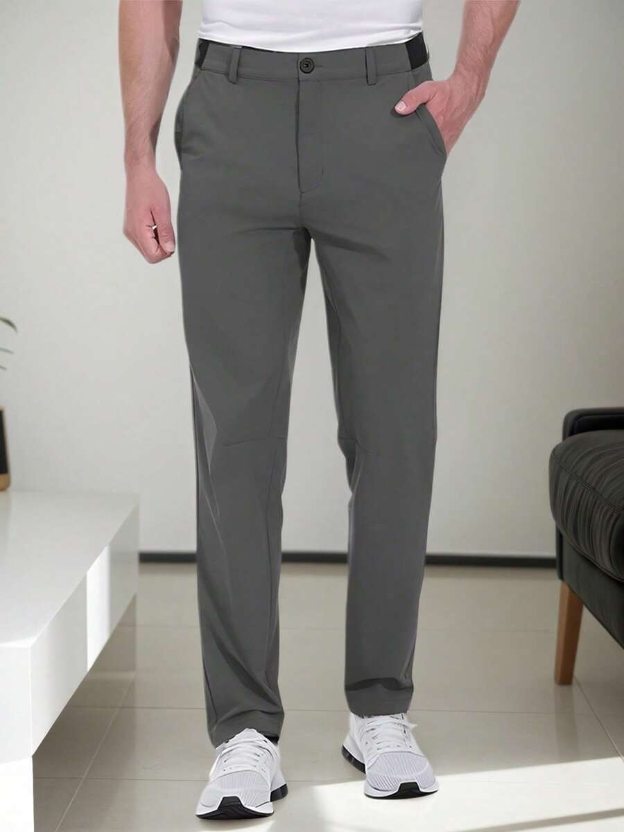 SANOPY Mens Golf Pants Stretch Work Dress Pants Quick Dry Lightweight Casual Comfy Trousers With Pockets - 深灰色 - 查看 1