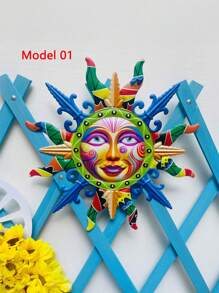 1 Pc Metal Sun Face Outdoor Wall Decoration, 13-Inch Colorful Sun Wall Art Hanging Decorative Gift, Wery Suitable For Garden Decoration, Balcony, Courtyard, Terrace, Fence