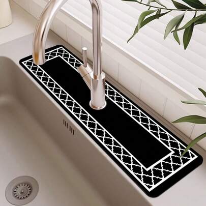 1pc Rubber Faucet Absorbent Pad, Bathroom Faucet Splash Pad, Mudguard, Moisture-Proof And Non-Slip Faucet Pad, Kitchen Countertop Accessories. Protect Your Kitchen Countertop.