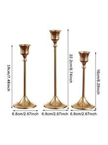 Vintage Brass Candlestick; Romantic Candlelight Dinner Decor; Wedding Prop; Suitable For Fireplace, Wedding, Party, Housewarming Gift, Birthday, Graduation Gift - Multicolor - View 8