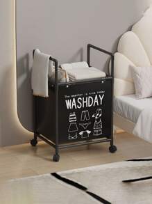 1pc Multi-Tier Storage Laundry Basket Organizer Rack, Bathroom Towel Holder, Removable Rolling Washing Machine Organizer, Mobile Floor Standing Clothes Rack