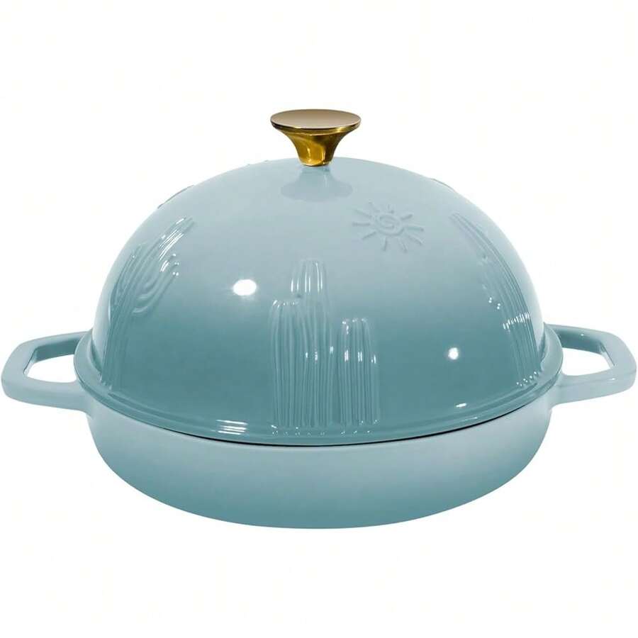 2025 Hottt New Arrivals:Cast Iron Bread Oven  Cloche Lid For Baking - Darkcyan Enameled 5 Qt Dutch Oven  Dome Lid For SourdoughLight Blue 8 InchLight Blue - Bildfarbe - View 1