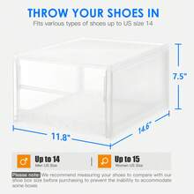 TrumanPick X-Large Shoe Storage Boxes,12 Pack Storage Bins Organizer,Space Saving Shoe Boxes Clear Plastic Stackable Sneaker Containers, White - 6 - 查看 4
