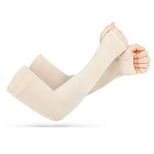 Solid Color Ice Silk Arm Sleeves, Summer Cooling Sun Protection For Outdoor Activities Like Running, Fishing And Halloween - gừng - Xem 3