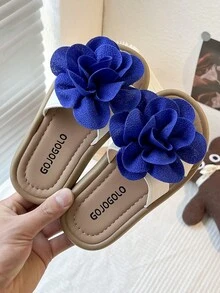 Comfortable Open Toe Slippers, Girls' Breathable Lightweight Beach Sandals, Suitable For Outdoor Activities - Blue - View 4