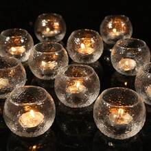 6/12 حامل شموع فوتيف شفاف - حاملات شموع شاي من الزجاج بالجملة ، حاملات شموع صغيرة جذابة كأواني لحفلات الزفاف والخطوبة وأعياد الحمام ، ديكور مركزي للطاولات، ديكور المنزل