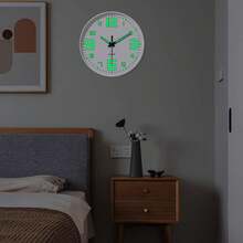 1pc Glow In The Dark Wall Clock, Creative Design Silent Wall Clock, Decor For Living Room, Bedroom, Kitchen, Office, Easter Spring, Gift For Friends, 8 Inch, 10 Inch, 12 Inch (Batteries Not Included) (Requires Sufficient Light Absorption To Glow) - Luminous White - View 10