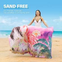 [Hot]Multifunctional Oversized Beach Towel, Bed Sheet, Sofa Cover, Picnic Mat All-In-One Towel, Extra Large XXL 90cm*180cm Travel Towel Quick Dry For Swimming Sports Camping Yoga Gym - Blue - View 5