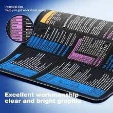 桌垫-Excel 备忘单桌垫-包含各种常用办公软件，如 Excel、Word 等-大号 XL 鼠标垫游戏|办公键盘垫|带有 Excel 快捷键的电脑垫 - 彩色 - 查看 5