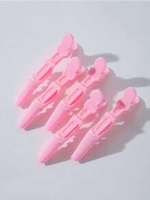Set mit 6 süßen rosa Styling-Haarclip - 12 cm x 4,3 cm, Aufteilen & Make-up Entfernen - strapazierfähiger Kunststoff, Vintage Design für Haare & Schönheit, Krokodilclips