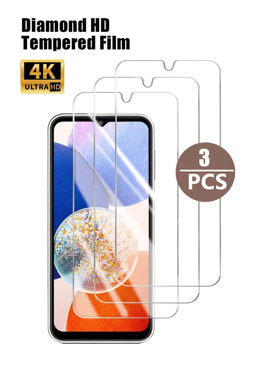 3 件/包高清钢化玻璃屏幕保护膜适用于三星 A13/A14 5G/A23/A34/A54/S24 FE/A54A35/A15/A05s/S23 Fe/S24FE/A06/A36/A56/A26 和 Apple 16 Pro Max/16/16 Pro/16 Plus/15 Pro Max/15/15 Pro/15 Plus/14 Pro Max/14 Pro/14 Plus/14/13 Pro Max/13/12/11，防刮、圆边、防震、防碎礼物，适合生日、家人、朋友手机屏幕保护膜、手机配件防水防摔防摔防指纹全覆盖 - 無色 - 查看 1