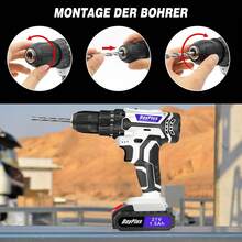 Vandise 21V Cordless Drill/Driver Set With 2x1500mAh Batteries, 25+1 Torque Levels, 45Nm Max, 2-Speed Gearbox, LED Lighting – Power Tool With Accessories, Practical Storage Box & Keyless Drill Chuck (3/8'') For DIY Projects, Household And Garden - trắng - Xem 7