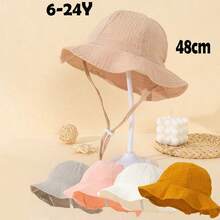 1 件幼儿和儿童可爱纯色可折叠渔夫帽，男女通用纸盒防晒帽，适合男孩和女孩春夏季