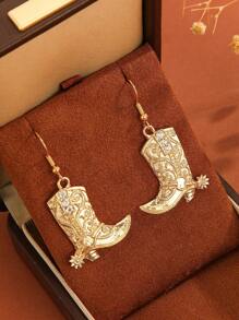 1 par de pendientes con colgante de bota de vaquero vintage al estilo occidental para uso diario de vaquera, accesorios divertidos para las orejas como regalo