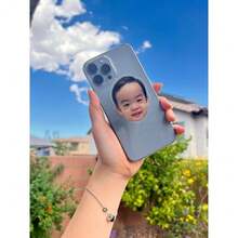 カスタムフェイス電話グリップホルダー、ペット犬猫電話スタンド、ベビーフェイス、カスタム電話グリップ、電話ホルダー、iPhone - マルチカラー - チェックする 3