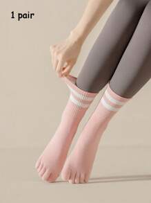 1/2/3 pares de calcetines de dedo para mujer, calcetines de yoga con revestimiento antideslizante con puntos, calcetines de pilates transpirables y que absorben la humedad, otoño