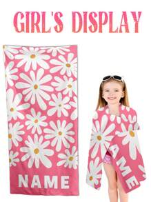 Toalha de praia personalizada com nome para meninos e meninas, 1 peça, flores clássicas, várias cores, toalha de praia para pais e filhos, absorvente, multifuncional, secagem rápida, respirável, reutilizável, requintada, confortável, macia, moderna