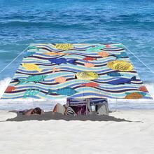 1 件海洋生物设计遮阳篷,轻松打造舒适休闲区,卡通海洋风格,100% 涤纶,矩形,防水,防紫外线,适用于户外花园、露台、海滩、夏季,附赠尼龙绳 - 彩色 - 查看 14