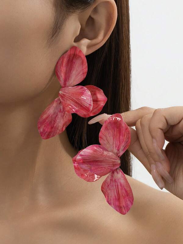 1 paire de boucles d'oreilles en or avec tulipe émaillée peinte à la main avec effet de goutte d'huile. Cadeau surprise pour un port quotidien, les fêtes, l'anniversaire, la fête des mères, la petite amie ou la fille.