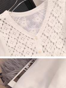 JIANHU 女士轻薄蕾丝衬衫 - 透气优雅，适合休闲、工作和特殊场合 - 白色 - 查看 5