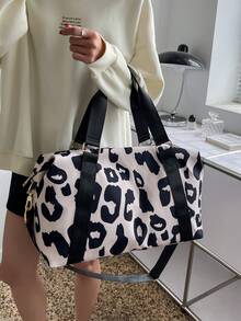 New Fashion Large Capacity Travel Bag, Lightweight Durable Scratch-Resistant Cow Print Luxury Style, Suitable For Short Trip, Gym, Yoga, Versatile - Multicolor - View 3