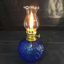 Exquisite Retro Glass Oil Lamp Thickened Without Tilting Artificially Blown Embossed Lampshade Glass Lamp