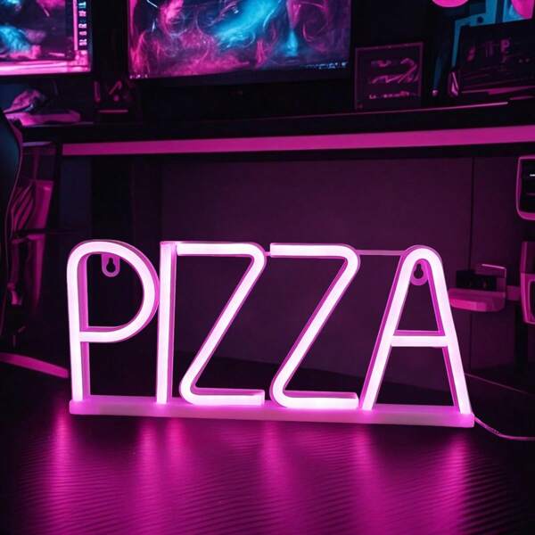 1pc Bar/Gaming Room Pizza Neon Light LED Wall Decor, Battery/USB Powered Romantic Fairy String Lights For Birthday, Home, Party, Girl Bedroom